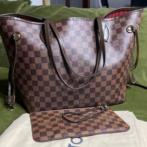 Authentic Louis Vuitton Neverfull Tote Mm Damier Ebene